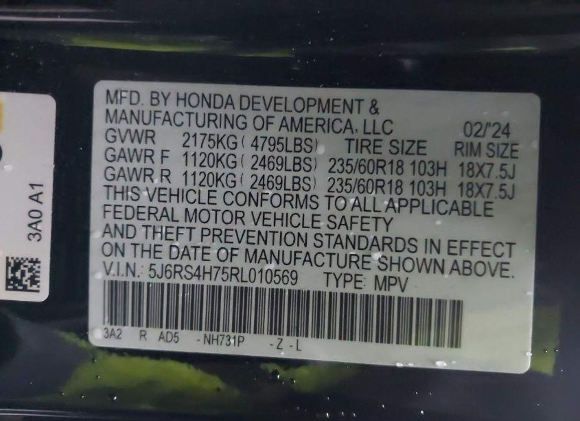 Photo 9 of 2024 Honda Cr-v EX-L AWD (VIN 5J6RS4H75RL010569)