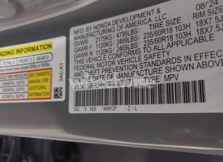 Photo 9 of 2025 Honda Cr-v EX-L AWD (VIN 5J6RS4H76SL007671)