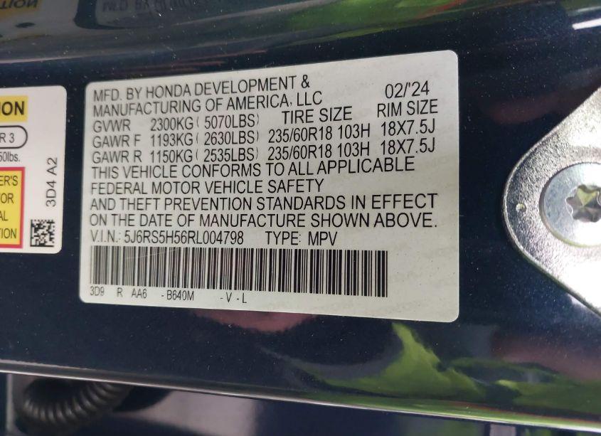 Photo 9 of 2024 Honda Cr-v HYBRID SPORT (VIN 5J6RS5H56RL004798)