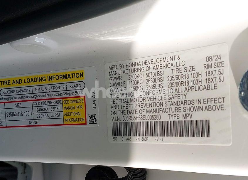 Photo 9 of 2025 Honda Cr-v HYBRID SPORT (VIN 5J6RS5H58SL005280)