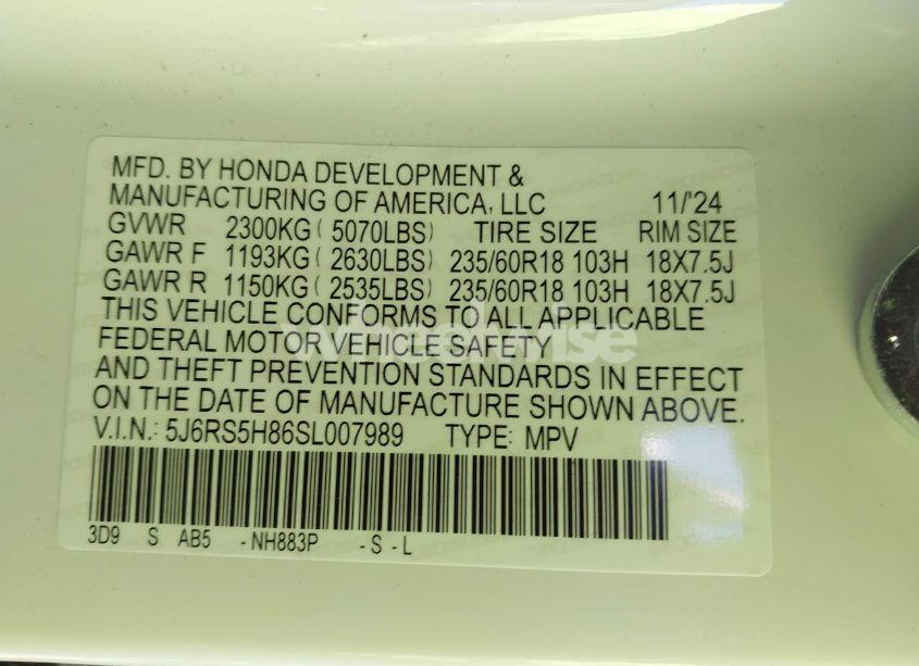 Photo 9 of 2025 Honda Cr-v HYBRID SPORT-L (VIN 5J6RS5H86SL007989)