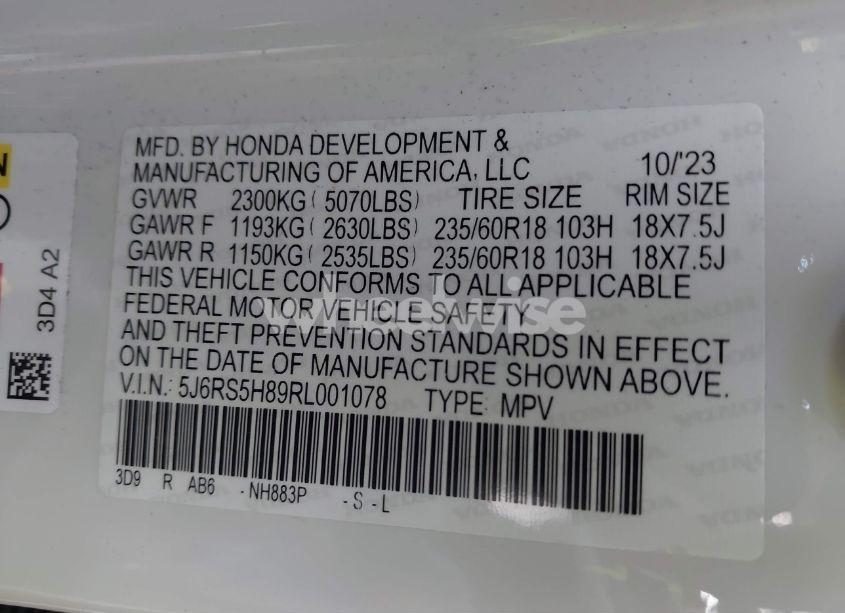 Photo 9 of 2024 Honda Cr-v HYBRID SPORT-L (VIN 5J6RS5H89RL001078)