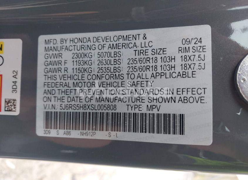 Photo 9 of 2025 Honda Cr-v HYBRID SPORT-L (VIN 5J6RS5H8XSL005808)