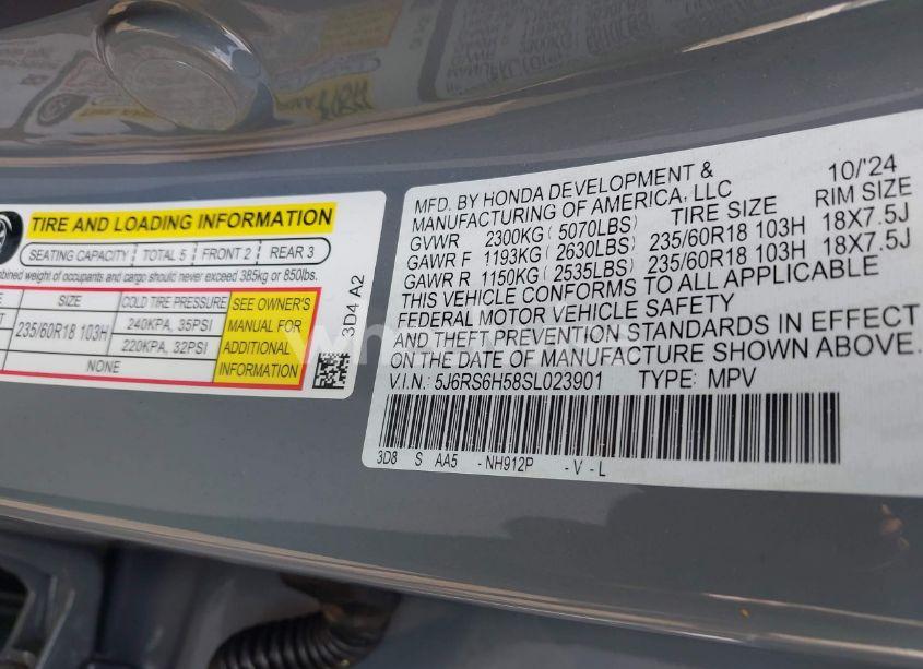 Photo 9 of 2025 Honda Cr-v HYBRID SPORT (VIN 5J6RS6H58SL023901)