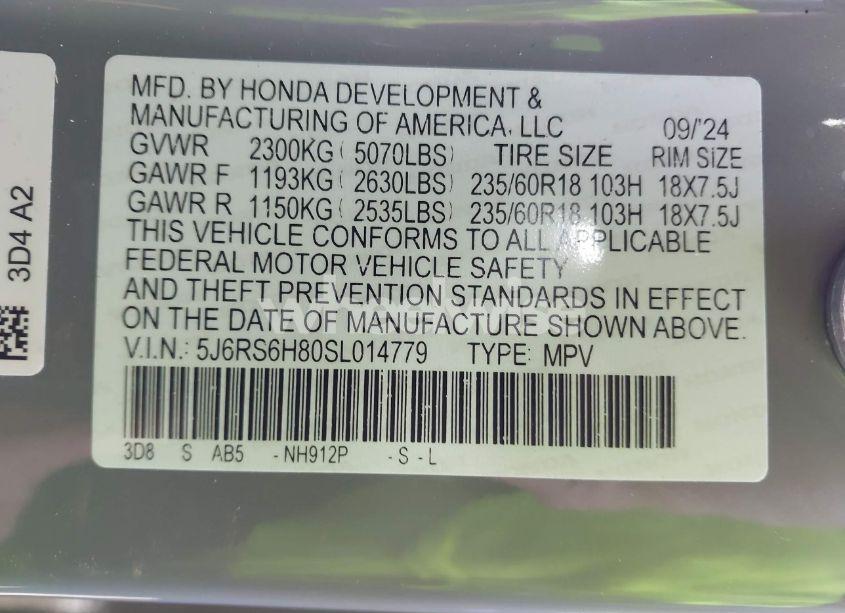 Photo 9 of 2025 Honda Cr-v HYBRID SPORT-L (VIN 5J6RS6H80SL014779)