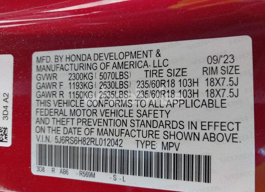 Photo 9 of 2024 Honda Cr-v HYBRID SPORT-L (VIN 5J6RS6H82RL012042)