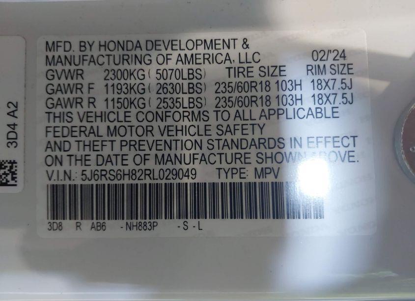 Photo 9 of 2024 Honda Cr-v HYBRID SPORT-L (VIN 5J6RS6H82RL029049)