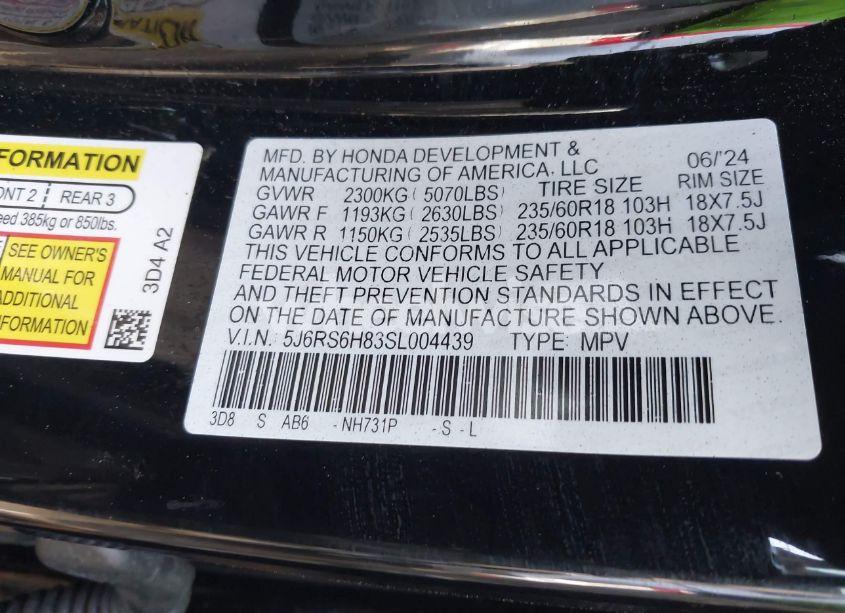 Photo 9 of 2025 Honda Cr-v HYBRID SPORT-L (VIN 5J6RS6H83SL004439)