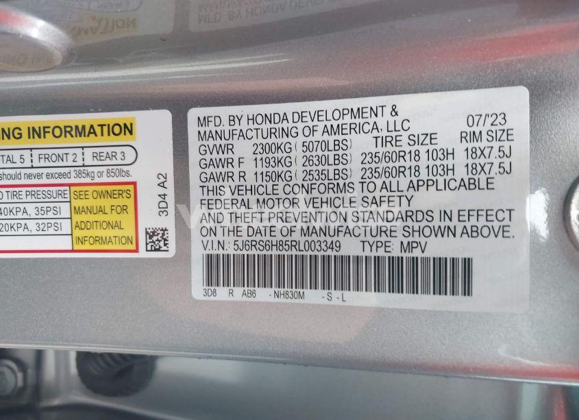 Photo 9 of 2024 Honda Cr-v HYBRID SPORT-L (VIN 5J6RS6H85RL003349)