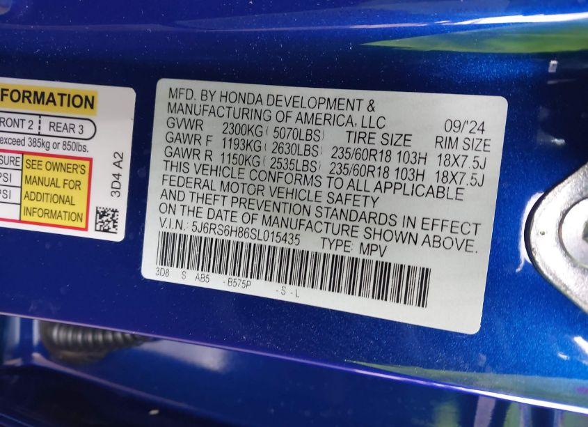 Photo 9 of 2025 Honda Cr-v HYBRID SPORT-L (VIN 5J6RS6H86SL015435)