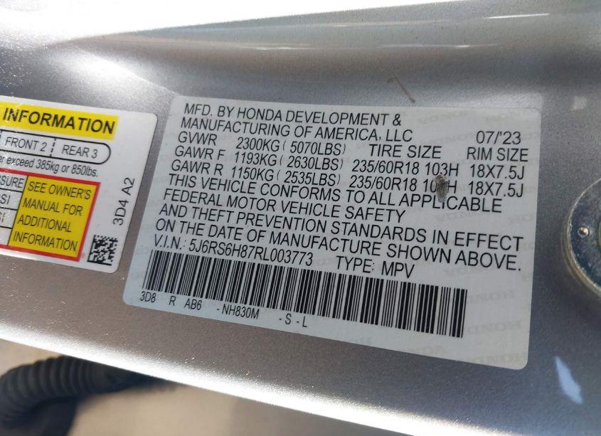 Photo 9 of 2024 Honda Cr-v HYBRID SPORT-L (VIN 5J6RS6H87RL003773)