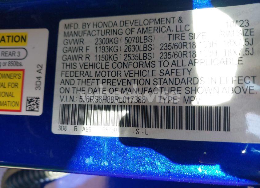 Photo 9 of 2024 Honda Cr-v HYBRID SPORT-L (VIN 5J6RS6H88RL017388)