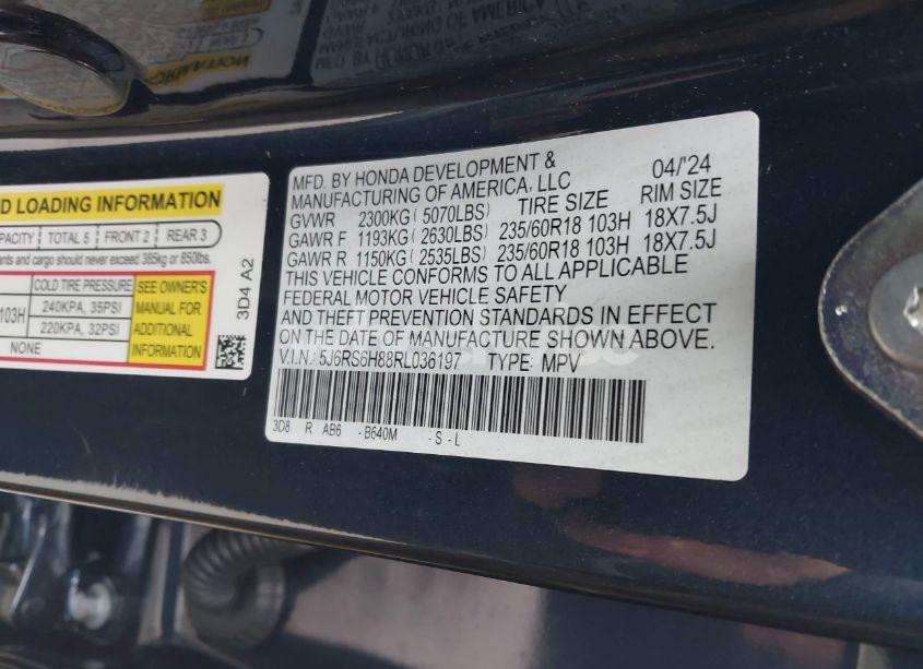 Photo 9 of 2024 Honda Cr-v HYBRID SPORT-L (VIN 5J6RS6H88RL036197)