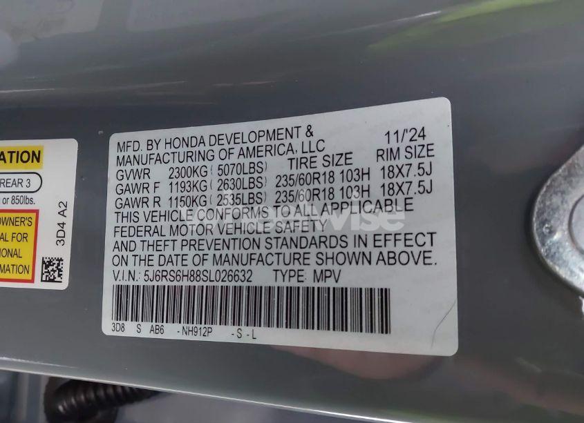 Photo 9 of 2025 Honda Cr-v HYBRID SPORT-L (VIN 5J6RS6H88SL026632)