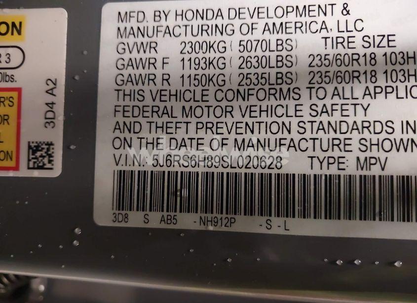 Photo 9 of 2025 Honda Cr-v HYBRID SPORT-L (VIN 5J6RS6H89SL020628)