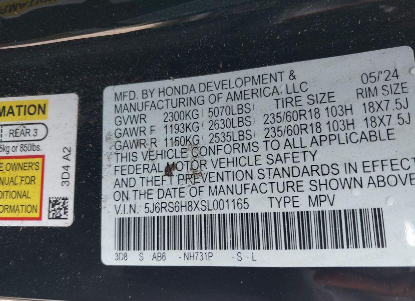 Photo 9 of 2025 Honda Cr-v HYBRID SPORT-L (VIN 5J6RS6H8XSL001165)