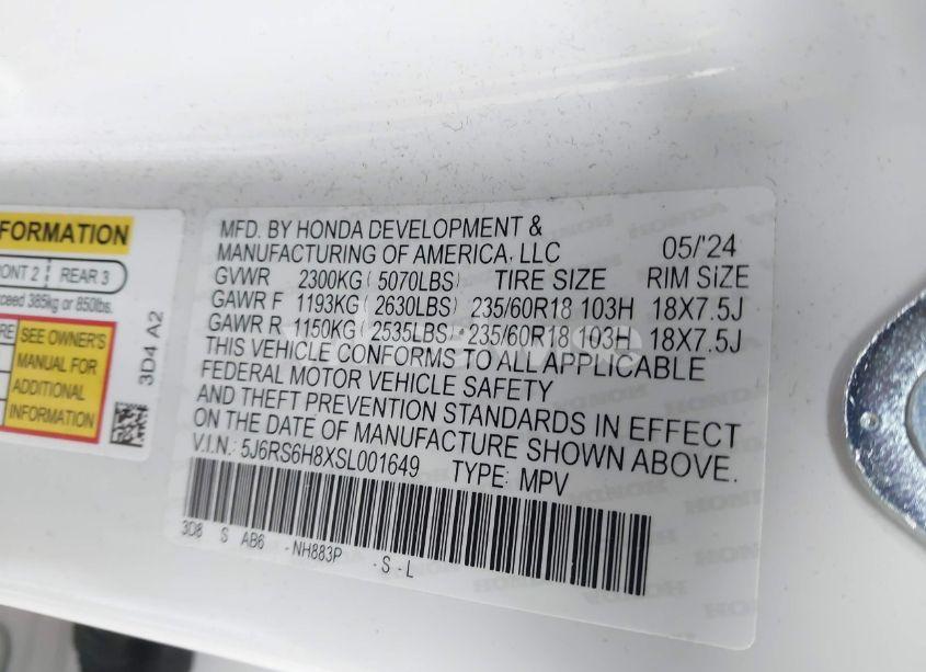 Photo 9 of 2025 Honda Cr-v HYBRID SPORT-L (VIN 5J6RS6H8XSL001649)