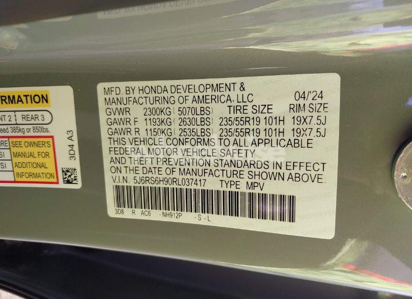 Photo 9 of 2024 Honda Cr-v HYBRID SPORT TOURING (VIN 5J6RS6H90RL037417)