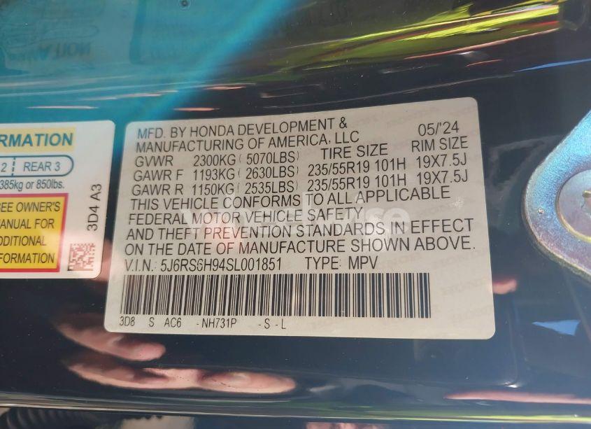 Photo 9 of 2025 Honda Cr-v HYBRID SPORT TOURING (VIN 5J6RS6H94SL001851)