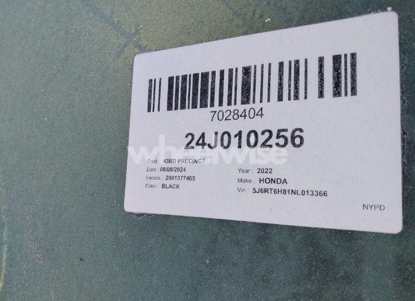 Photo 11 of 2022 Honda Cr-v HYBRID EX-L (VIN 5J6RT6H81NL013366)