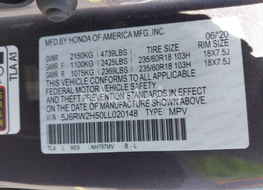 Photo 9 of 2020 Honda Cr-v AWD EX (VIN 5J6RW2H50LL020148)