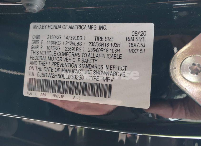 Photo 9 of 2020 Honda Cr-v AWD EX (VIN 5J6RW2H50LL030260)