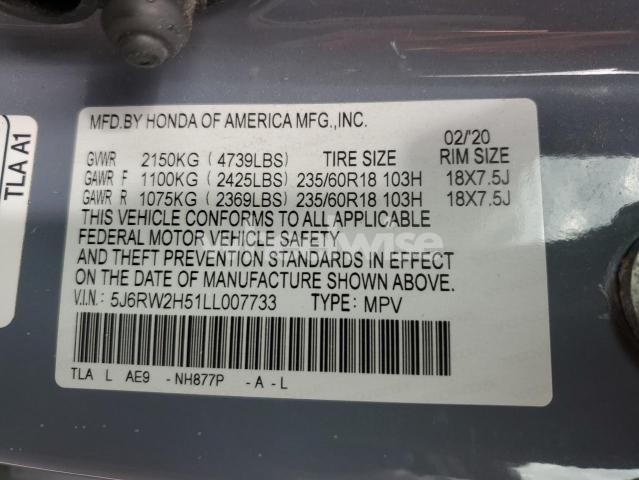 Photo 3 of 2020 HONDA CR-V EX (VIN 5J6RW2H51LL007733)