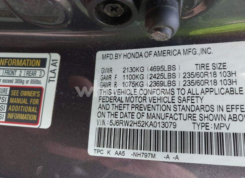 Photo 9 of 2019 Honda Cr-v EX (VIN 5J6RW2H52KA013079)