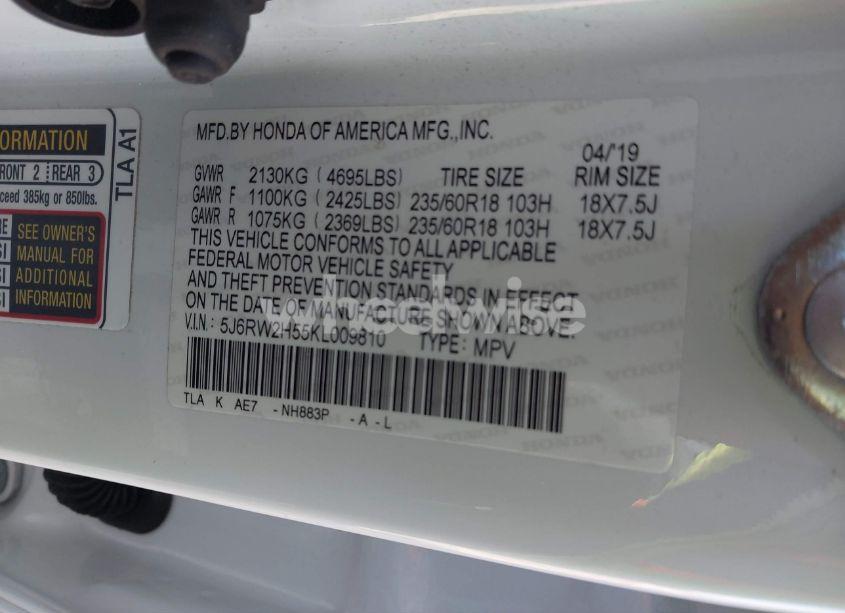 Photo 9 of 2019 Honda Cr-v EX (VIN 5J6RW2H55KL009810)