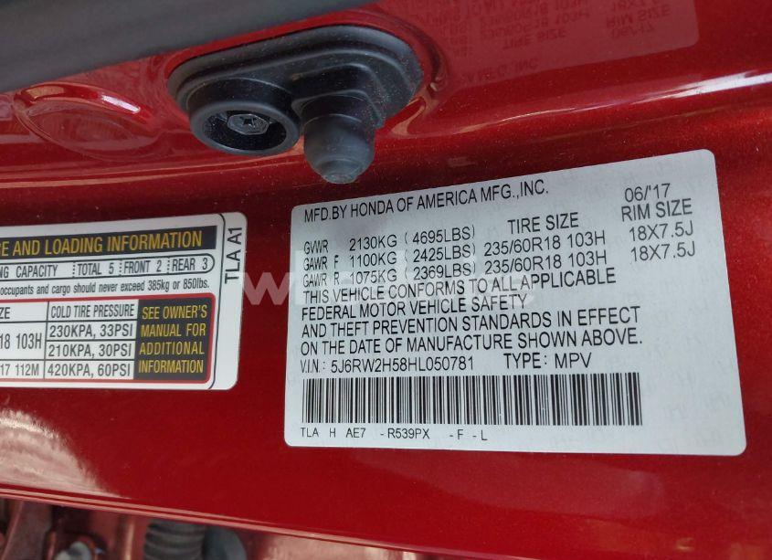 Photo 9 of 2017 Honda Cr-v EX (VIN 5J6RW2H58HL050781)