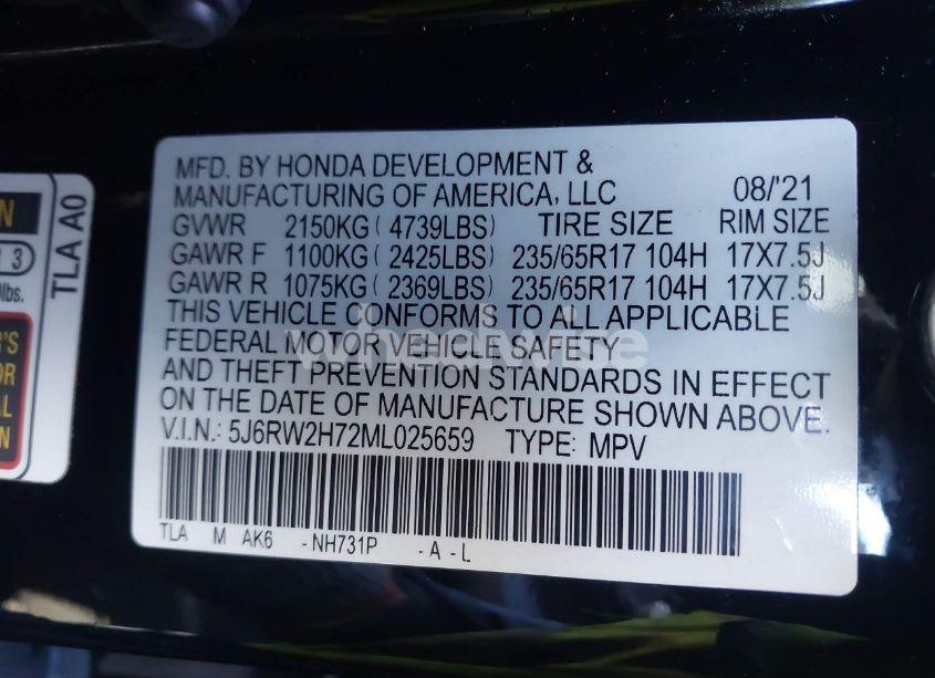 Photo 9 of 2021 Honda Cr-v AWD SPECIAL EDITION (VIN 5J6RW2H72ML025659)