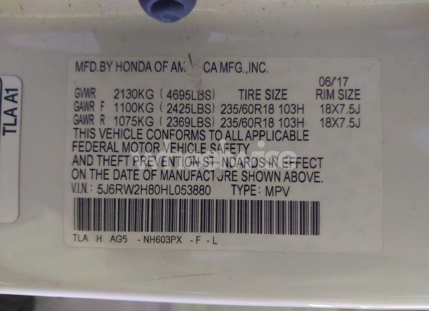 Photo 9 of 2017 Honda Cr-v EX-L/EX-L NAVI (VIN 5J6RW2H80HL053880)