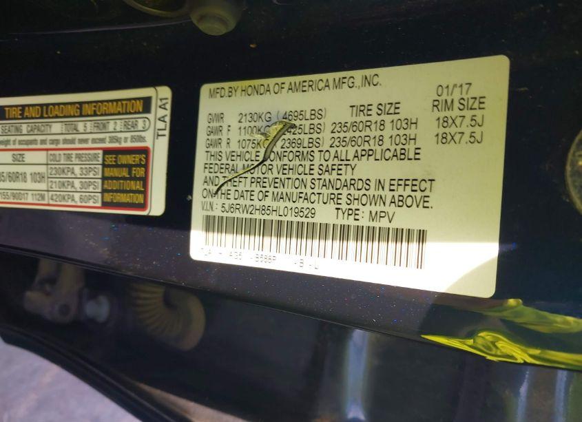 Photo 9 of 2017 Honda Cr-v (VIN 5J6RW2H85HL019529)