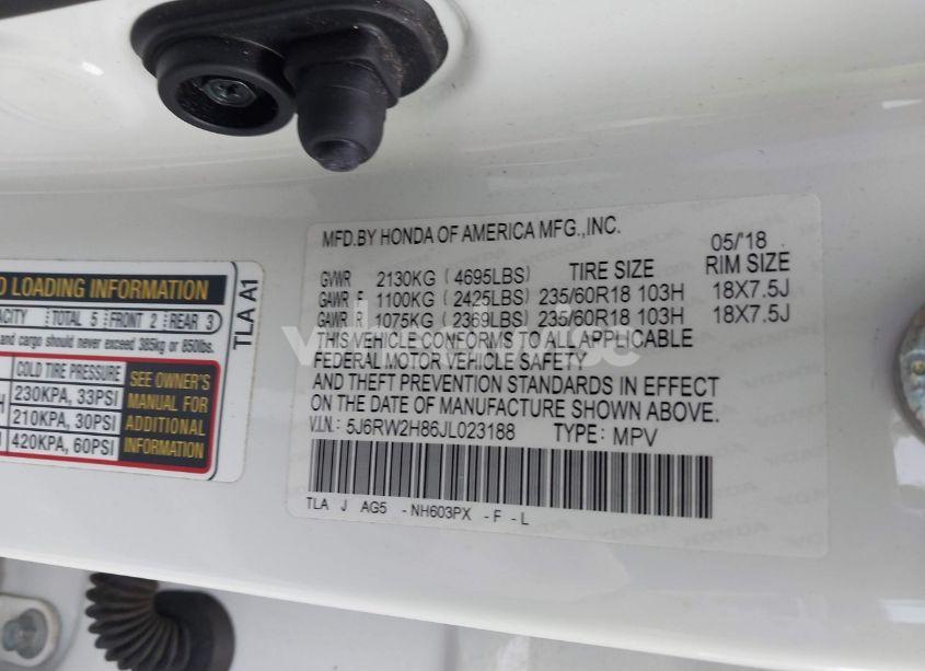 Photo 9 of 2018 Honda Cr-v EX-L/EX-L NAVI (VIN 5J6RW2H86JL023188)