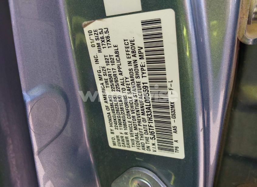 Photo 9 of 2010 Honda Accord CROSSTOUR EX (VIN 5J6TF1H33AL005591)