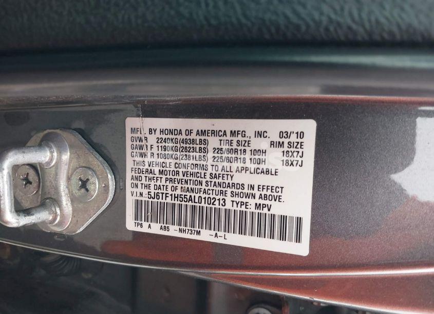 Photo 9 of 2010 Honda Accord CROSSTOUR EX-L (VIN 5J6TF1H55AL010213)