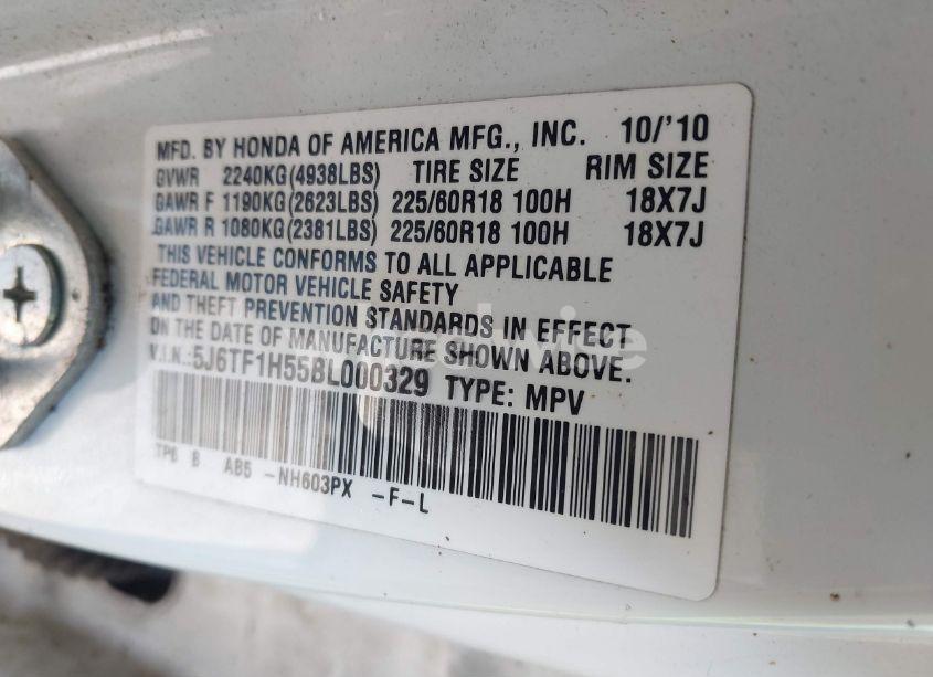 Photo 9 of 2011 Honda Accord CROSSTOUR EX-L (VIN 5J6TF1H55BL000329)