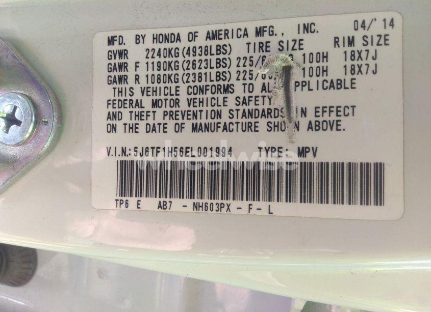 Photo 9 of 2014 Honda Crosstour EX-L V6 (VIN 5J6TF1H56EL001994)