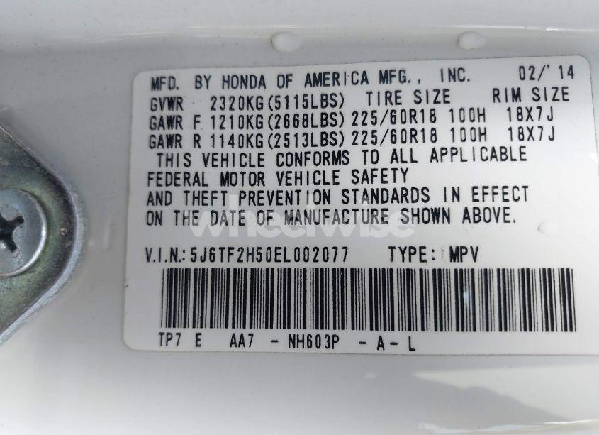 Photo 9 of 2014 Honda Crosstour EX-L V6 (VIN 5J6TF2H50EL002077)