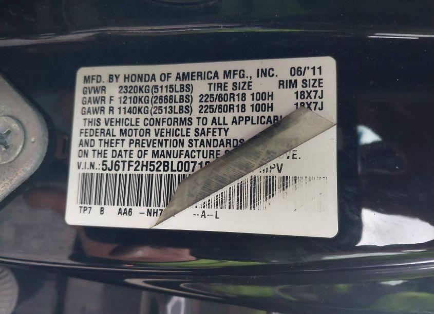 Photo 9 of 2011 Honda Accord CROSSTOUR EX-L (VIN 5J6TF2H52BL007180)