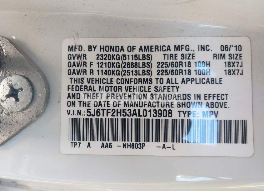 Photo 9 of 2010 Honda Accord CROSSTOUR EX-L (VIN 5J6TF2H53AL013908)