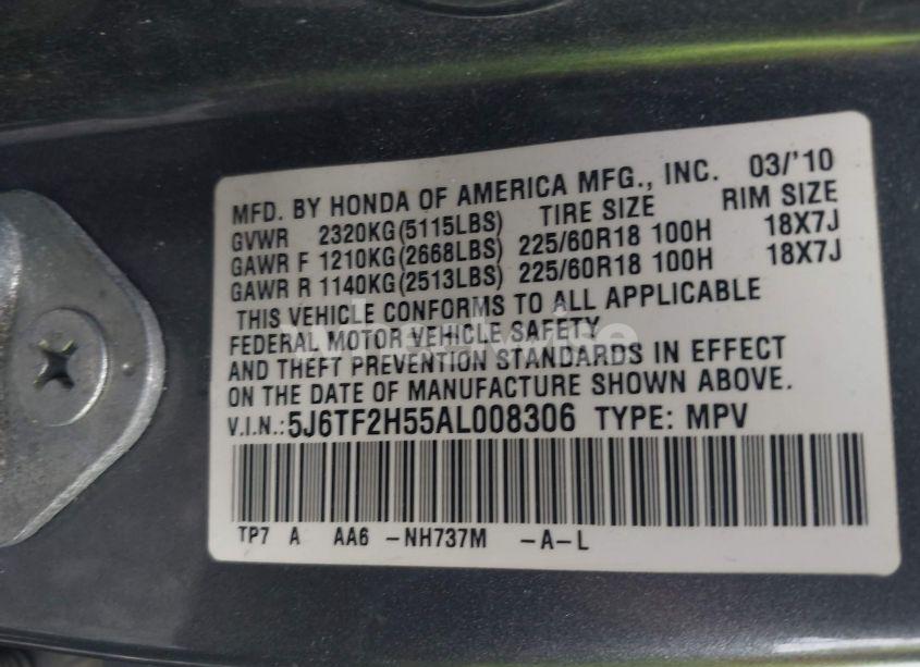 Photo 9 of 2010 Honda Accord CROSSTOUR EX-L (VIN 5J6TF2H55AL008306)