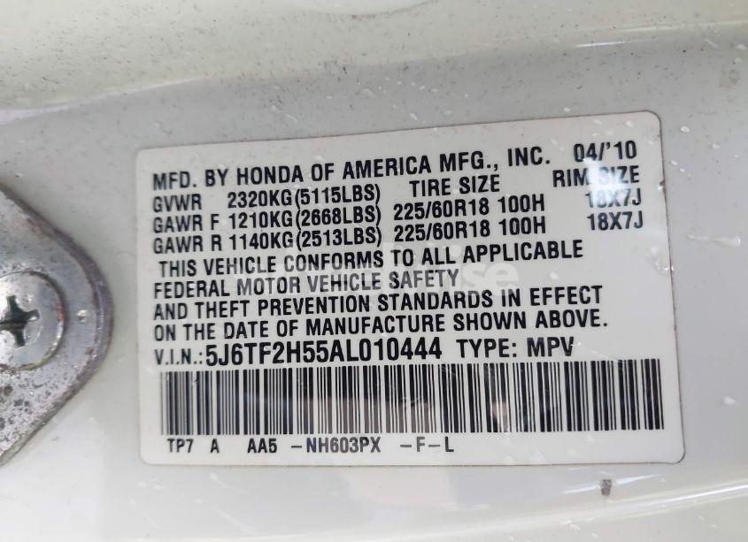 Photo 9 of 2010 Honda Accord CROSSTOUR EX-L (VIN 5J6TF2H55AL010444)