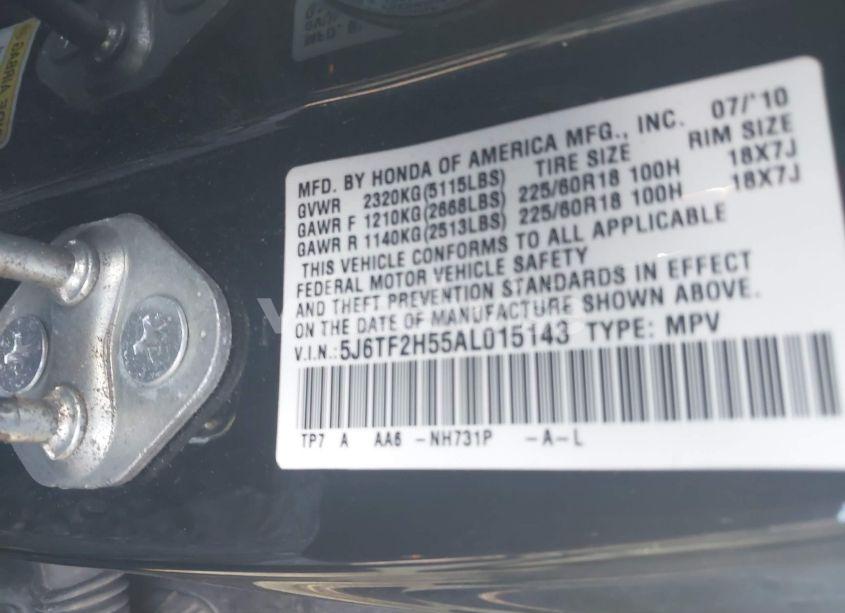 Photo 9 of 2010 Honda Accord CROSSTOUR EX-L (VIN 5J6TF2H55AL015143)