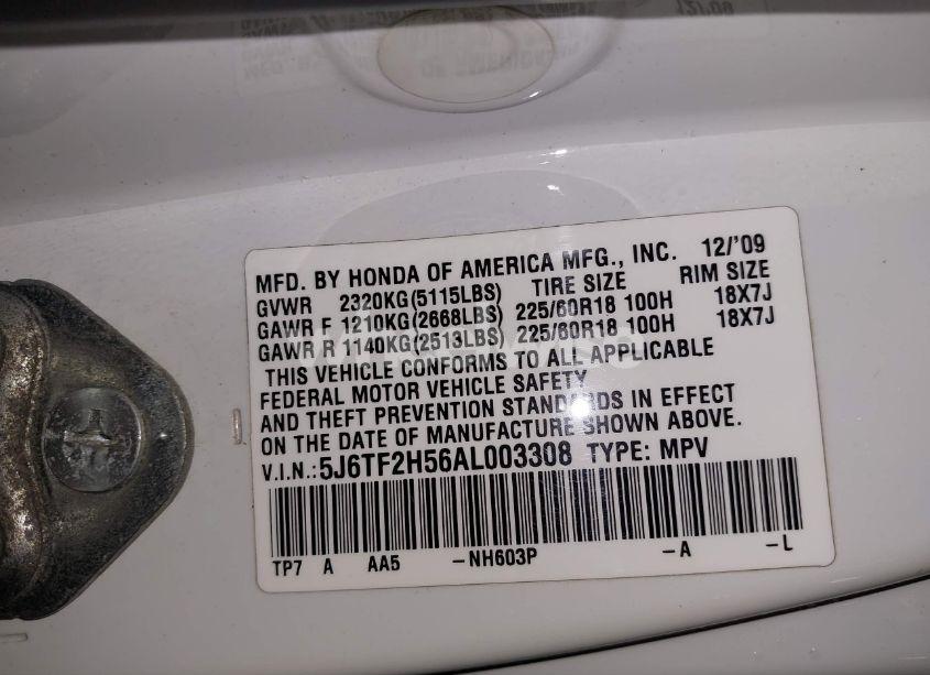 Photo 9 of 2010 Honda Accord CROSSTOUR EX-L (VIN 5J6TF2H56AL003308)