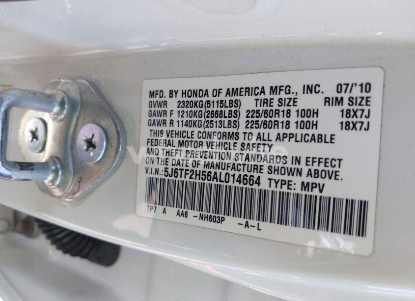 Photo 9 of 2010 Honda Accord CROSSTOUR EX-L (VIN 5J6TF2H56AL014664)