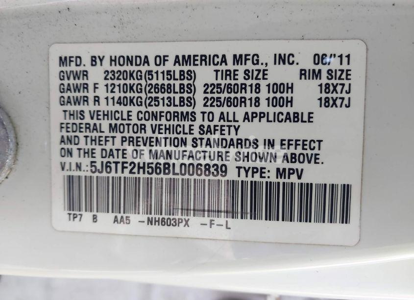 Photo 9 of 2011 Honda Accord CROSSTOUR EX-L (VIN 5J6TF2H56BL006839)