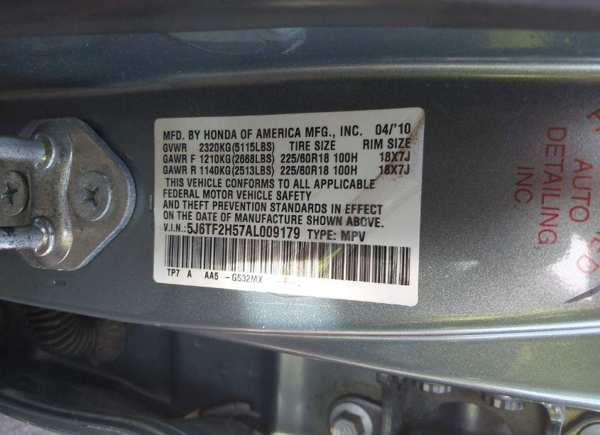 Photo 9 of 2010 Honda Accord CROSSTOUR EX-L (VIN 5J6TF2H57AL009179)