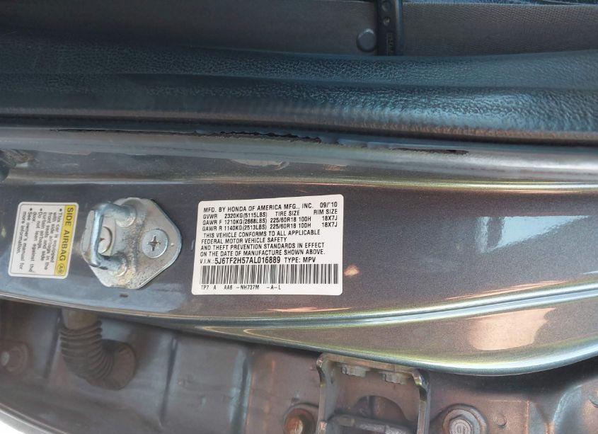 Photo 9 of 2010 Honda Accord CROSSTOUR EX-L (VIN 5J6TF2H57AL016889)