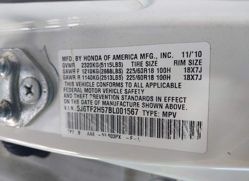 Photo 9 of 2011 Honda Accord CROSSTOUR EX-L (VIN 5J6TF2H57BL001567)